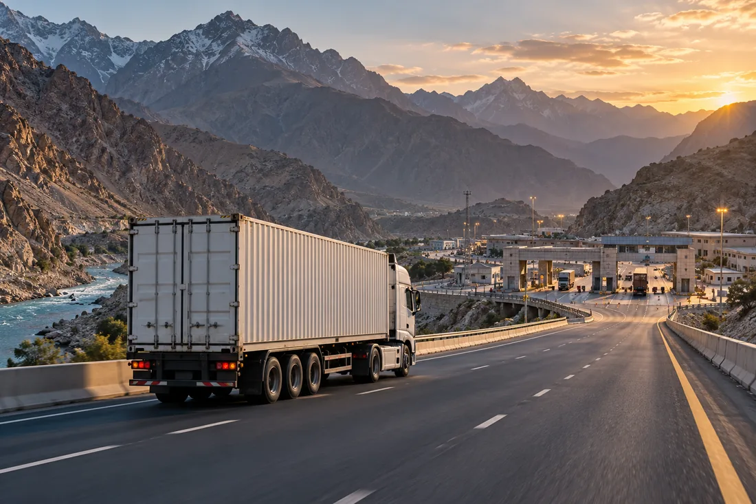 Illustrative logistics scene for Afghan Transit Trade