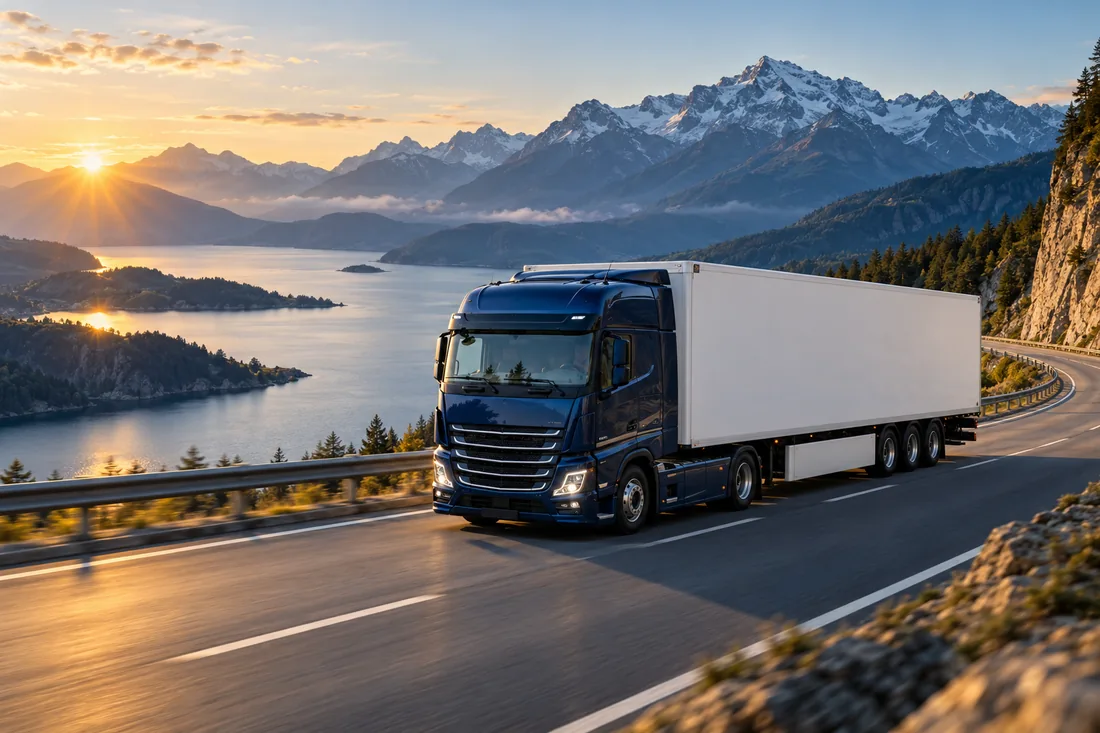 Illustrative logistics scene for International Road Transit